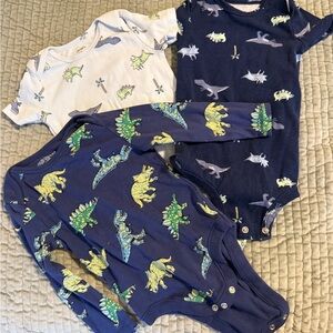 Carter's Blue and White Dinosaur Bodysuits